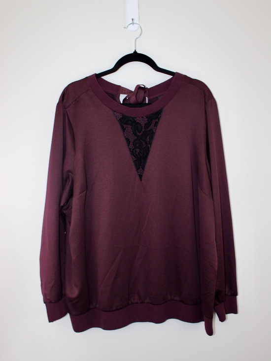 Lane Bryant Tops - Lane Bryant Plum Lace Inset Tie-Back Top Size 22/24